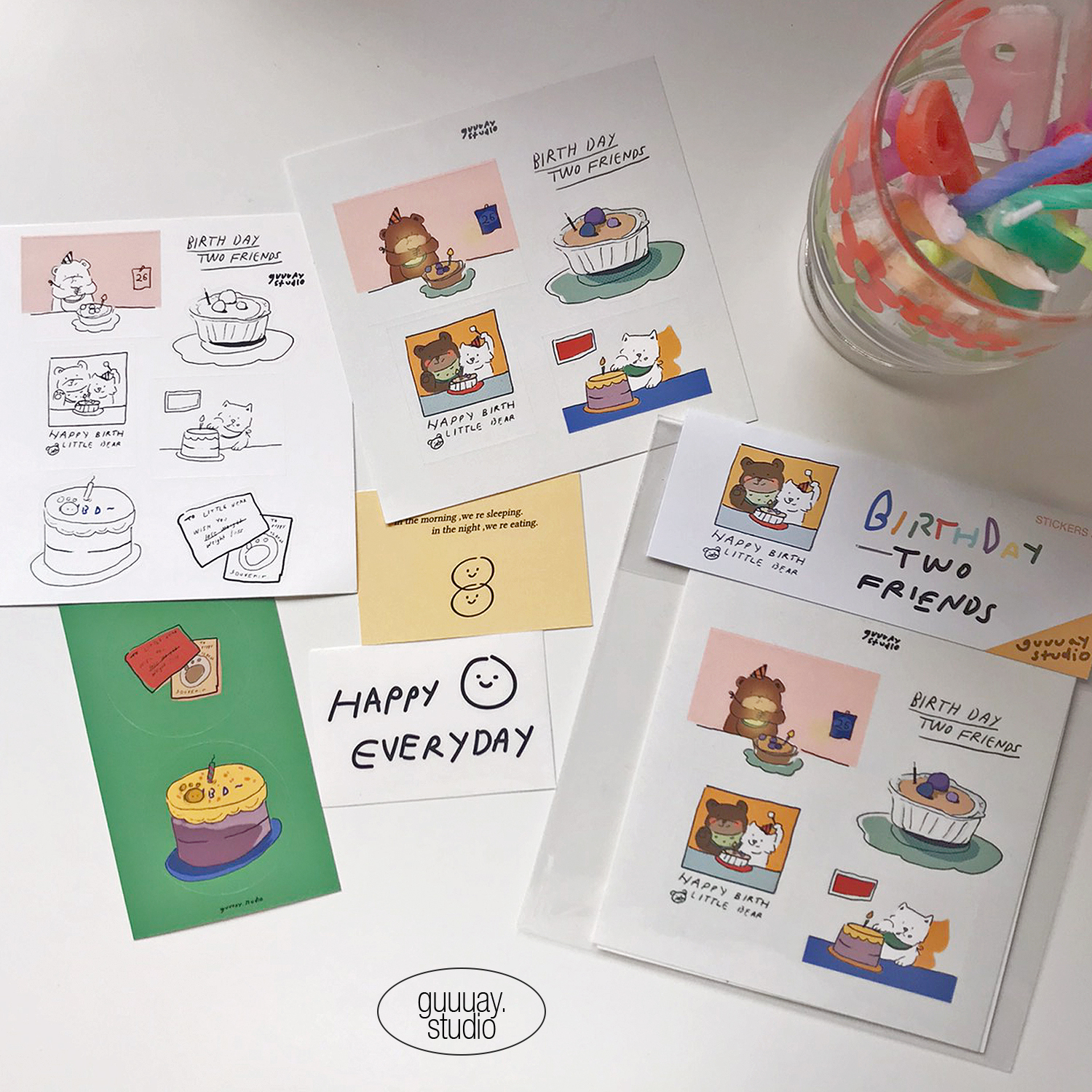 Two friends Birthday sticker set