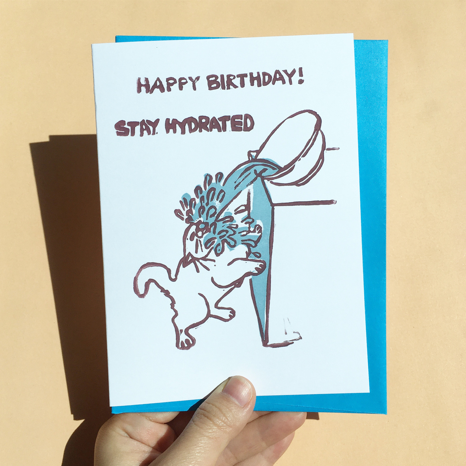 Hand-printed Card - Happy Birthday Stay Hydrated