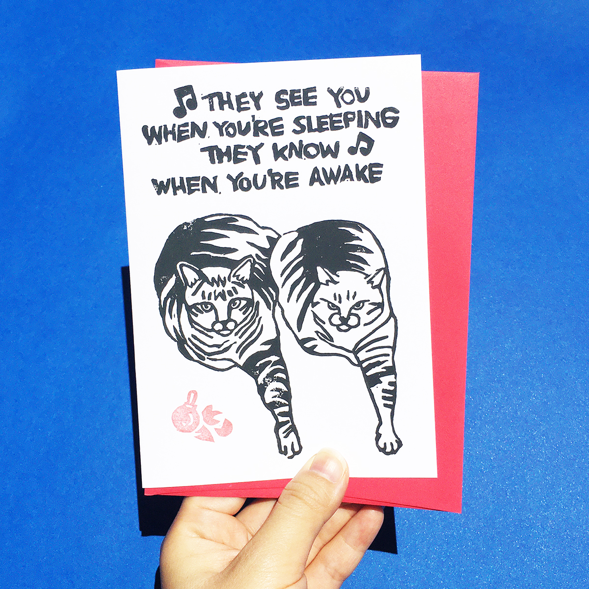 Hand printed Christmas Card They See You When Youre Sleeping hand-printed-christmas-card-they-see-you-when-youre-sleeping
